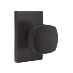 Emtek Freestone Knob with Modern Rectangular Rosette