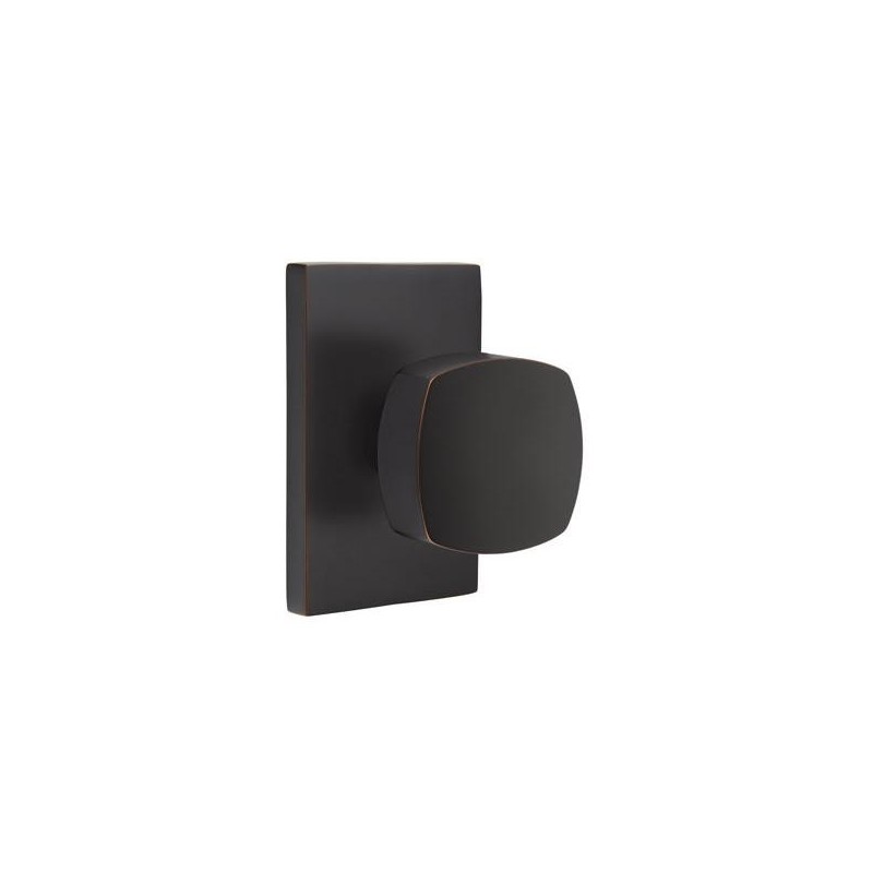Emtek Freestone Knob with Modern Rectangular Rosette