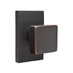 Emtek Square Knob with Modern Rectangular Rosette