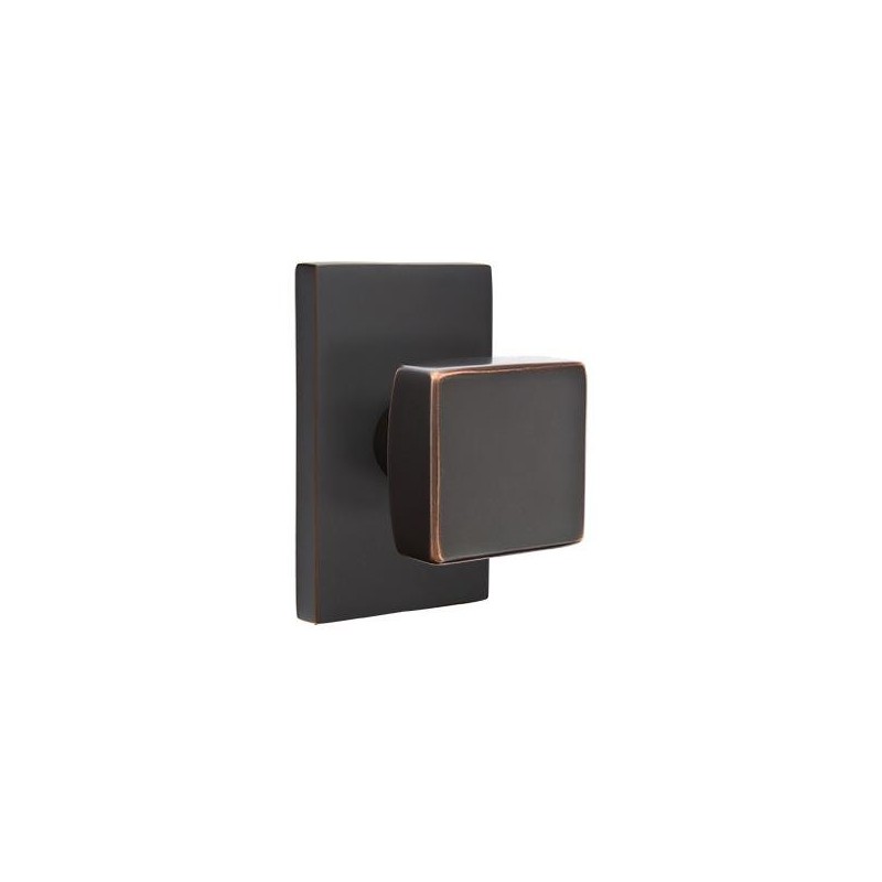 Emtek Square Knob with Modern Rectangular Rosette