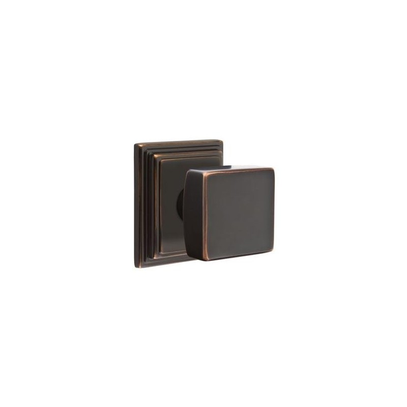 Emtek Square Knob with Wilshire Rosette