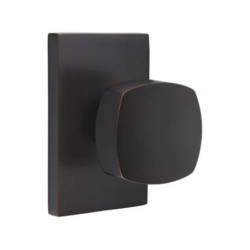 Emtek Freestone Knob with Modern Rectangular Rosette