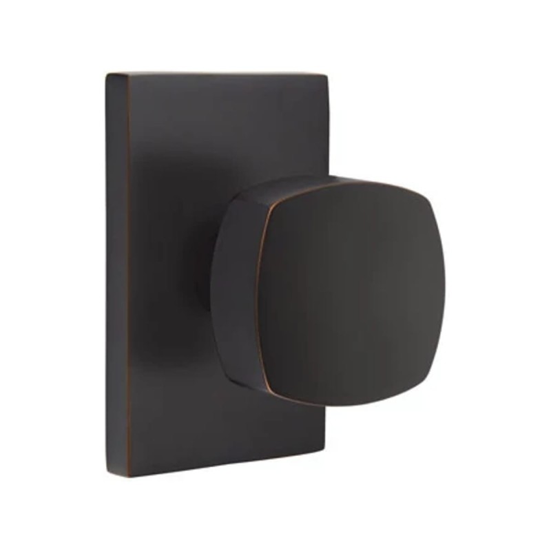 Emtek Freestone Knob with Modern Rectangular Rosette