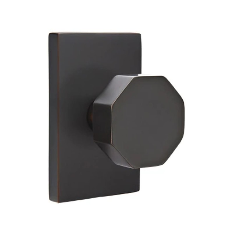 Emtek Octagon Knob with Modern Rectangular Rosette