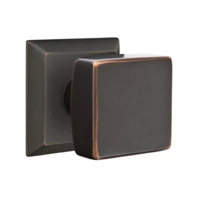 Emtek Square Knob with Quincy Rosette