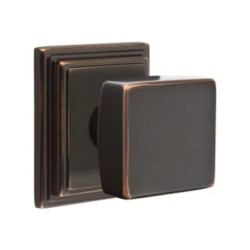 Emtek Square Knob with Wilshire Rosette