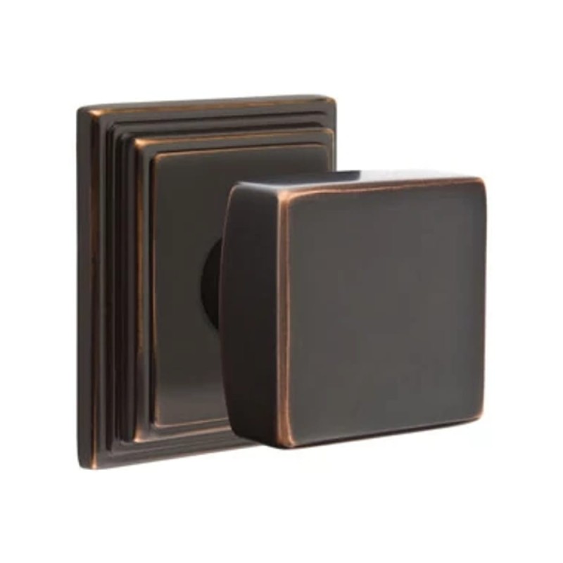 Emtek Square Knob with Wilshire Rosette