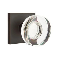 Emtek Modern Disc Glass Knob with Square Rosette