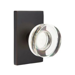 Emtek Modern Disc Glass Knob with Modern Rectangular Rosette