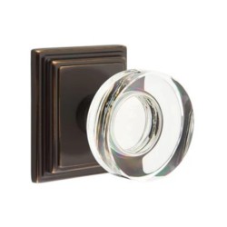 Emtek Modern Disc Glass Knob with Wilshire Rosette