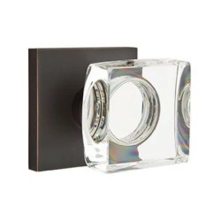 Emtek Modern Square Glass Knob with Square Rosette