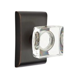 Emtek Modern Square Glass Knob with Neos Rosette