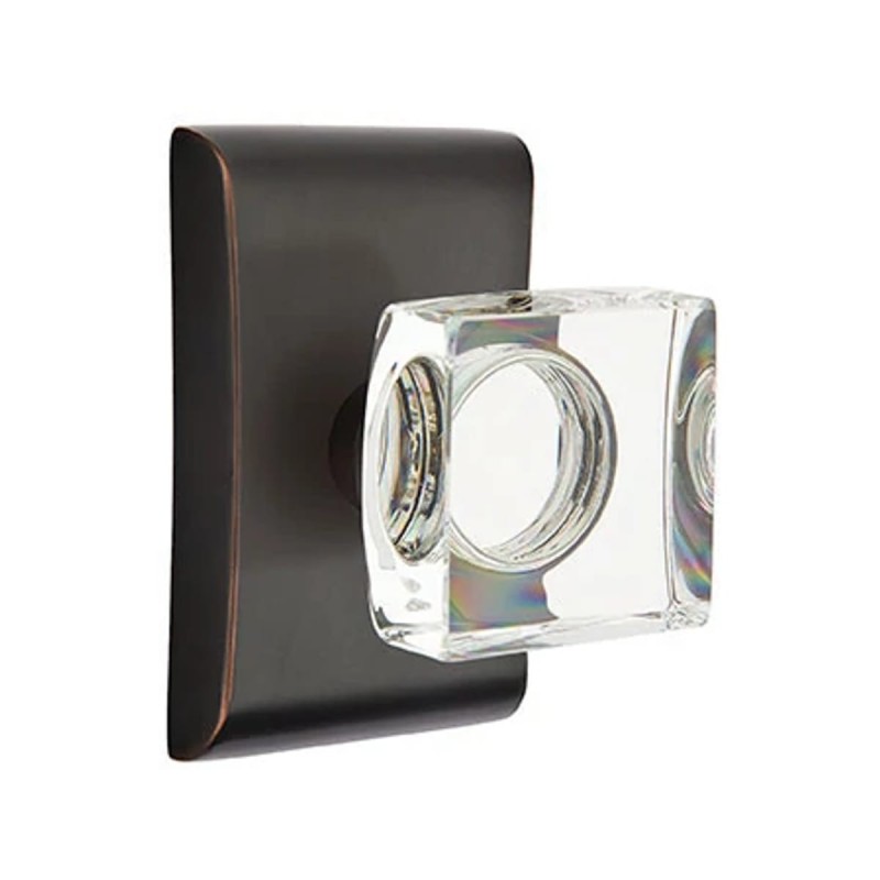 Emtek Modern Square Glass Knob with Neos Rosette