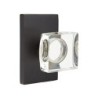 Emtek Modern Square Glass Knob with Modern Rectangular Rosette