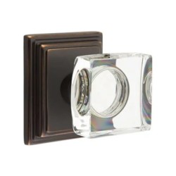 Emtek Modern Square Glass Knob with Wilshire Rosette
