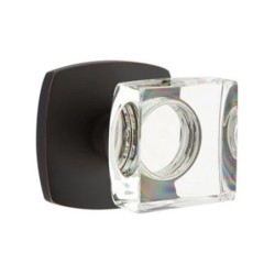 Emtek Modern Square Glass Knob with Urban Modern Rosette