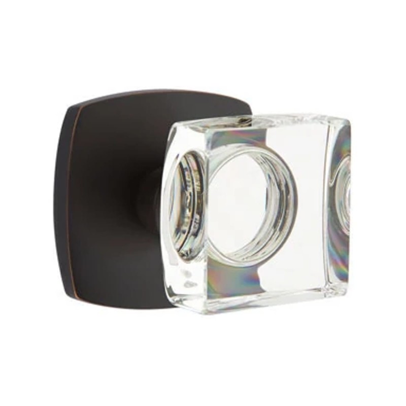 Emtek Modern Square Glass Knob with Urban Modern Rosette