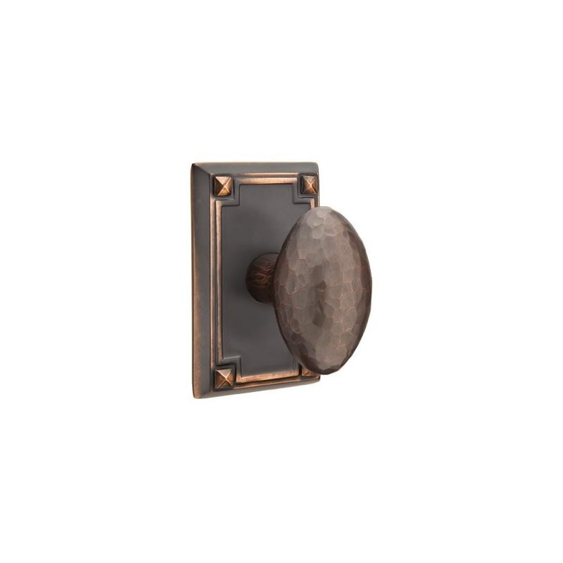 Emtek Hammered Egg Knob with Arts and Crafts Rosette