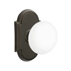 Emtek Ice White Knob with Style 8 Rosette