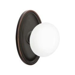 Emtek Ice White Knob with Oval Rosette