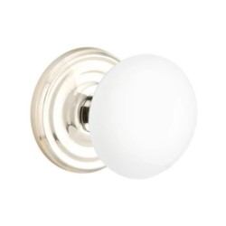 Emtek Ice White Knob with Regular Rosette