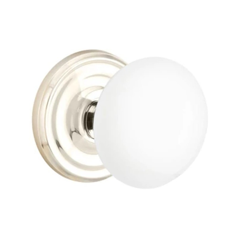 Emtek Ice White Knob with Regular Rosette