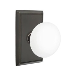 Emtek Ice White Knob with Rectangular Rosette