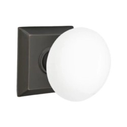 Emtek Ice White Knob with Quincy Rosette