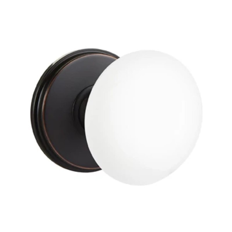 Emtek Ice White Knob with Watford Rosette