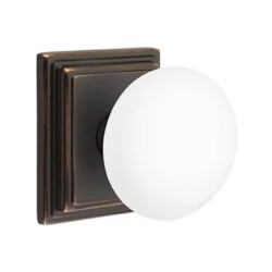 Emtek Ice White Knob with Wilshire Rosette