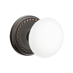 Emtek Ice White Knob with Rope Rosette