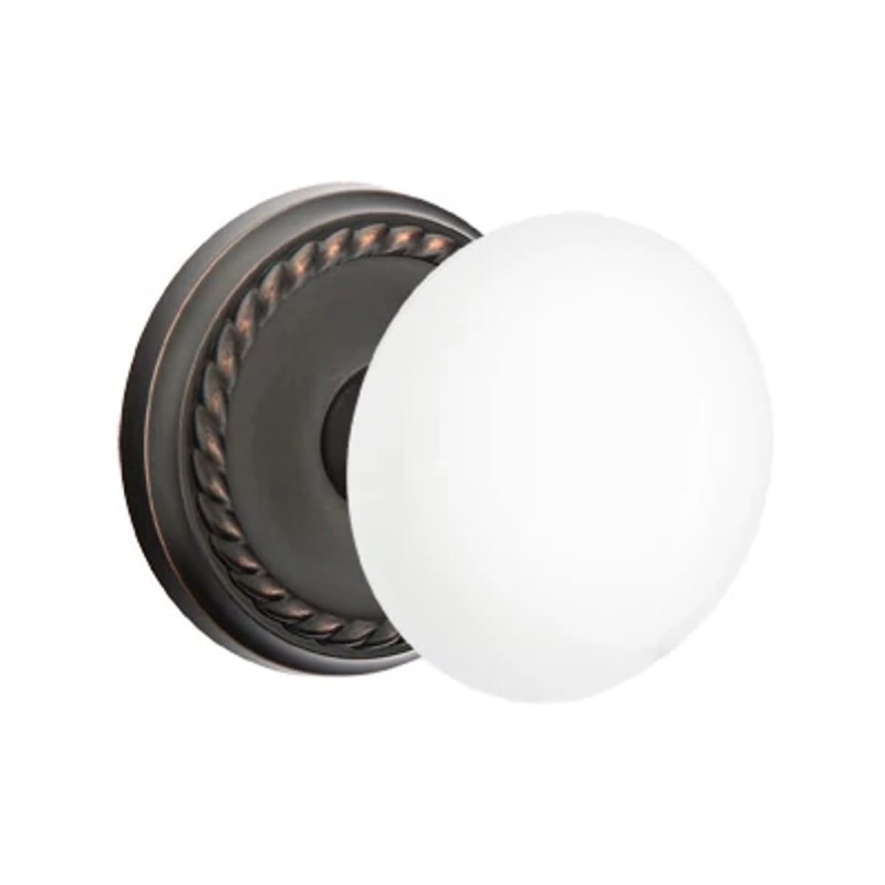 Emtek Ice White Knob with Rope Rosette