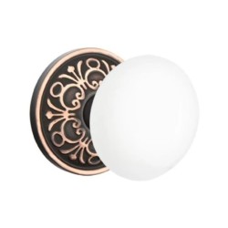 Emtek Ice White Knob with Lancaster Rosette
