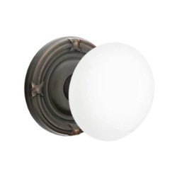 Emtek Ice White Knob with Ribbon and Reed Rosette