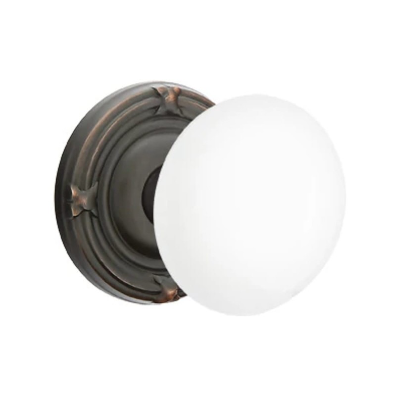 Emtek Ice White Knob with Ribbon and Reed Rosette