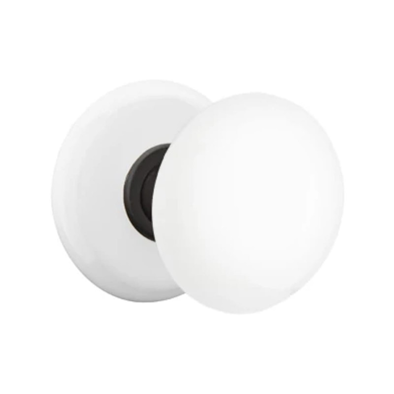 Emtek Ice White Knob with Porcelain Rosette