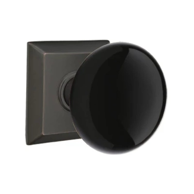 Emtek Ebony Knob with Quincy Rosette