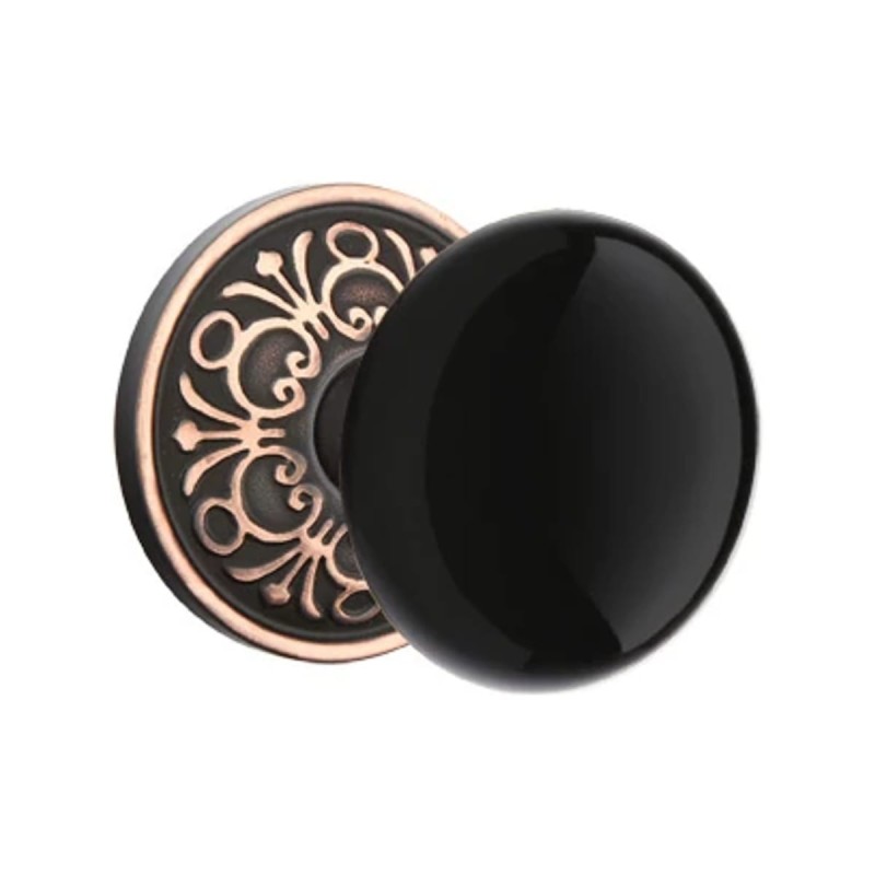Emtek Ebony Knob with Lancaster Rosette