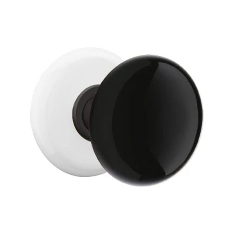 Emtek Ebony Knob with Porcelain Rosette