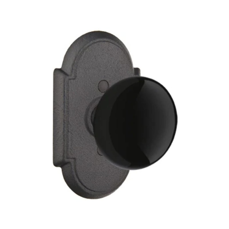 Emtek Madison Black Knob with Style 1 Rosette