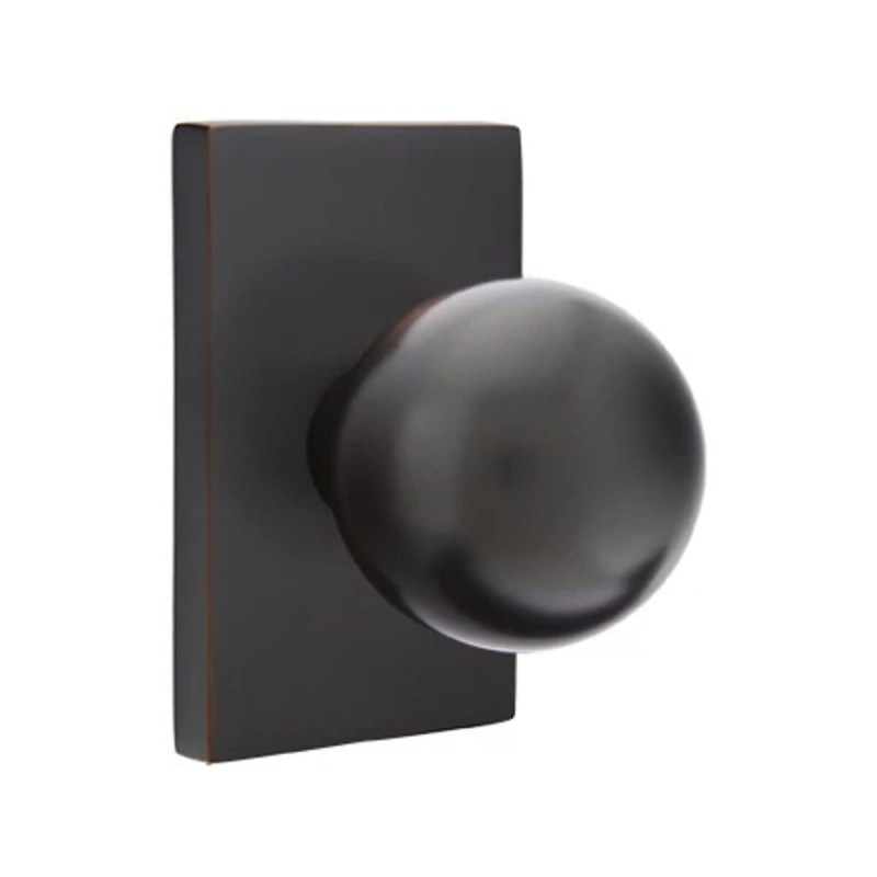 Emtek Orb Knob with Modern Rectangular Rosette