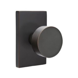 Emtek Round Knob with Modern Rectangular Rosette