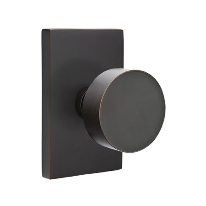 Emtek Round Knob with Modern Rectangular Rosette