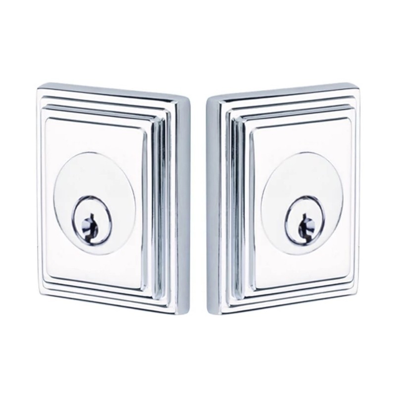 Emtek Wilshire double-cylinder deadbolt shown in Polished Chrome