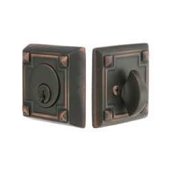 Emtek Arts and Crafts Single-Cylinder Brass Deadbolt Set