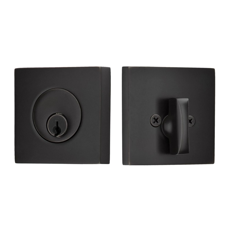 Emtek Square Single-Cylinder Brass Deadbolt Set