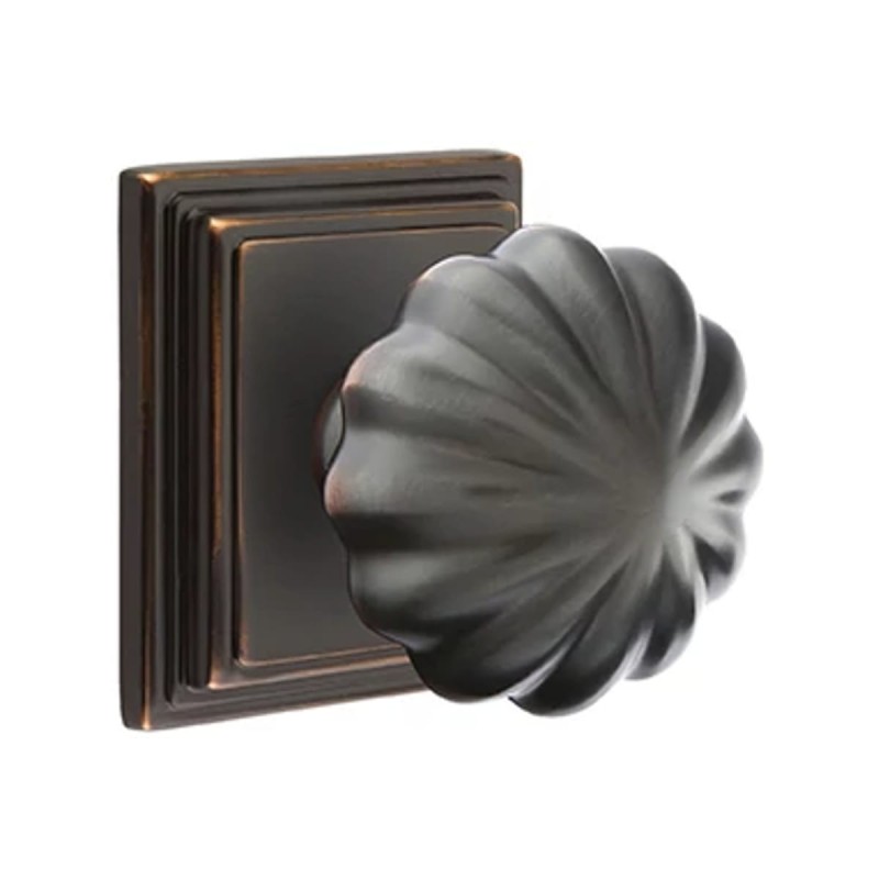 Emtek Melon Knob with Wilshire Rosette