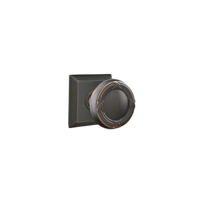 Emtek Ribbon and Reed Knob with Quincy Rosette