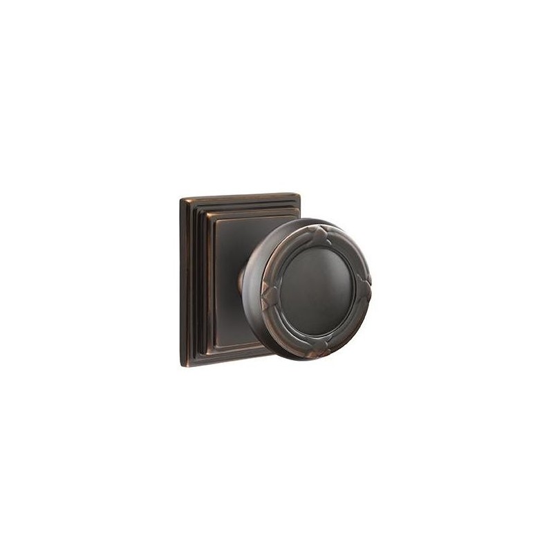 Emtek Ribbon and Reed Knob with Wilshire Rosette