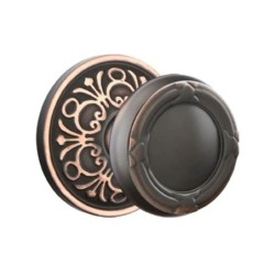 Emtek Ribbon and Reed Knob with Lancaster Rosette